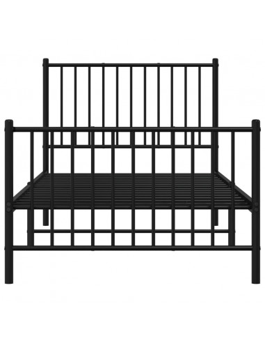 Giroletto con Testiera e Pediera Metallo Nero 90x200 cm