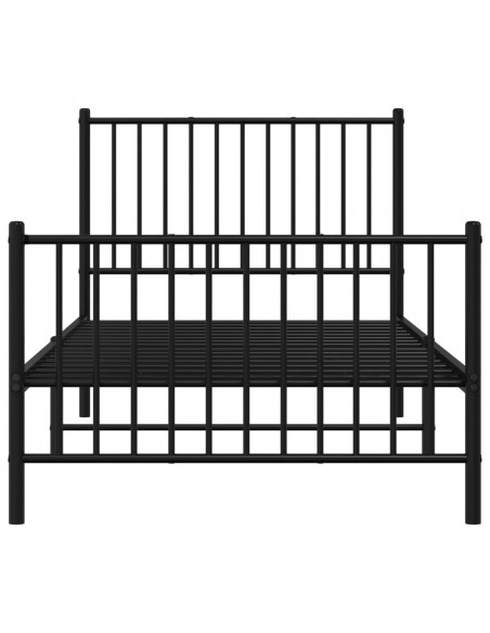 Giroletto con Testiera e Pediera Metallo Nero 90x200 cm