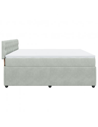 Giroletto a Molle con Materasso Grigio Chiaro 200x200cm Velluto