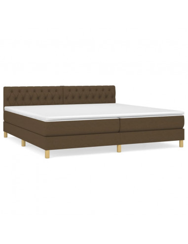 Giroletto a Molle con Materasso Marrone Scuro 200x200cm Tessuto