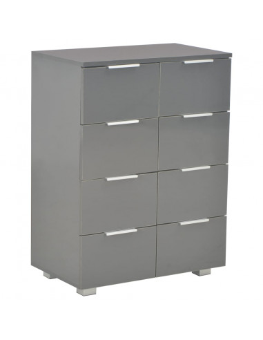 Credenza Grigio Lucido 60x35x80 cm in Legno Multistrato