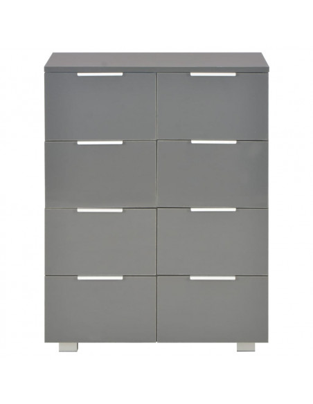 Credenza Grigio Lucido 60x35x80 cm in Legno Multistrato