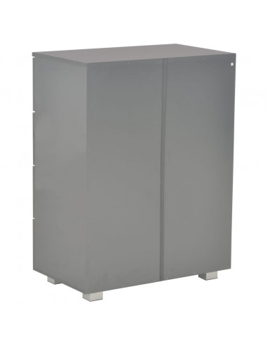 Credenza Grigio Lucido 60x35x80 cm in Legno Multistrato