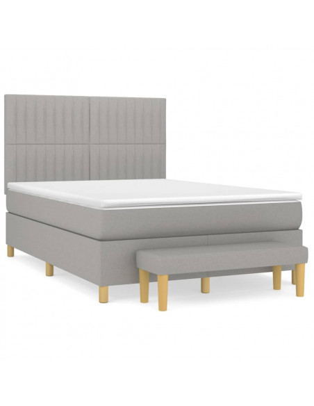 Giroletto a Molle con Materasso Grigio Chiaro 140x200cm Tessuto