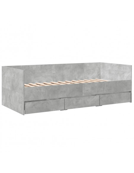 Divano Letto con Cassetti Grigio Cemento 75x190 cm Multistrato