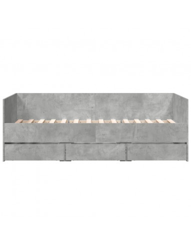 Divano Letto con Cassetti Grigio Cemento 75x190 cm Multistrato