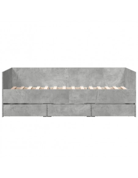 Divano Letto con Cassetti Grigio Cemento 75x190 cm Multistrato