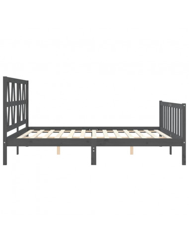 Giroletto con Testiera Grigio 200x200 cm in Legno Massello