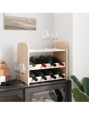 Portavini con Pannello Superiore 43x25x37cm Legno Massello Pino