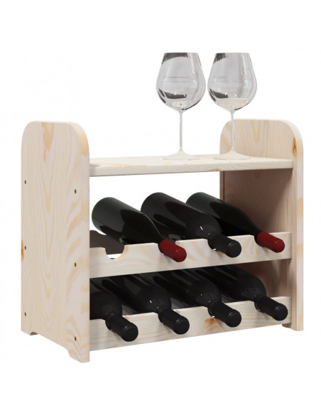 Portavini con Pannello Superiore 43x25x37cm Legno Massello Pino