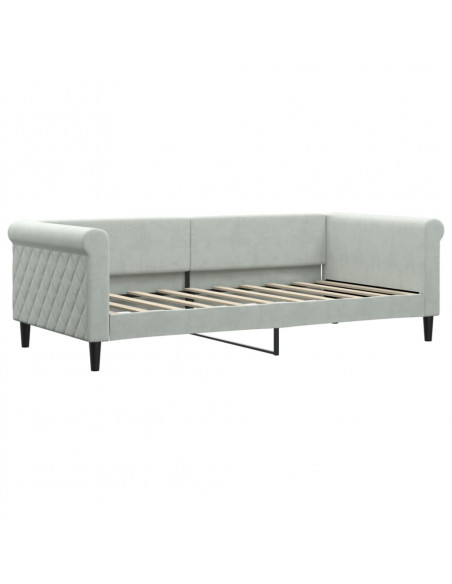 Letto da Giorno Grigio Chiaro 90x190 cm in Velluto