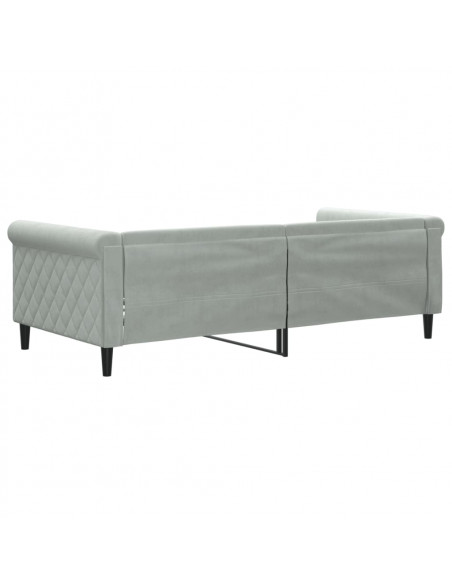 Letto da Giorno Grigio Chiaro 90x190 cm in Velluto