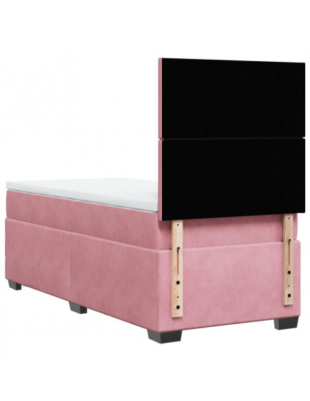 Giroletto a Molle con Materasso Rosa 100x200 cm in Velluto
