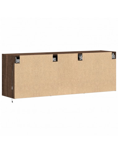Mobile TV a Parete con Luci LED Rovere Marrone 130x31x45 cm