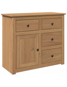 Credenza con Cassetti Panama 93x40x80 cm Legno Massello di Pino 2