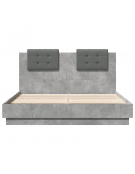 Giroletto Testiera Grigio Cemento 135x190 cm Legno Multistrato