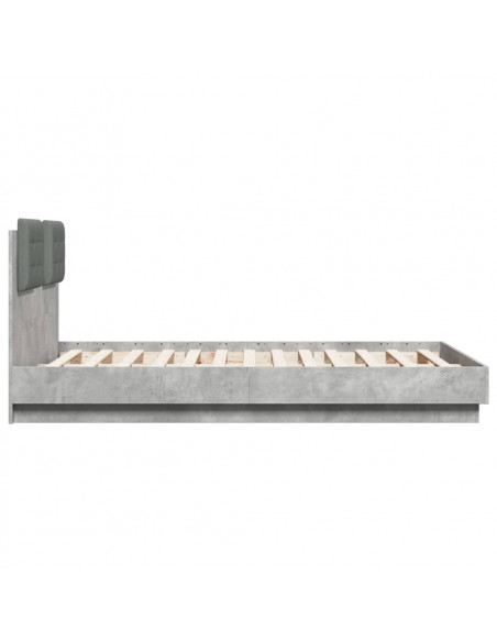 Giroletto Testiera Grigio Cemento 135x190 cm Legno Multistrato
