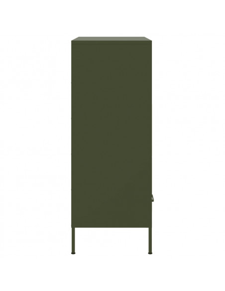 Credenza Verde Oliva 68x39x101,5 cm Acciaio Laminato a Freddo