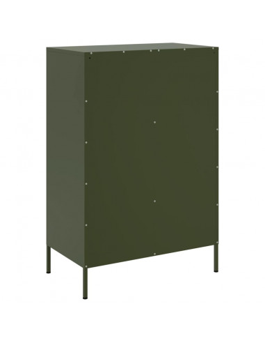 Credenza Verde Oliva 68x39x101,5 cm Acciaio Laminato a Freddo