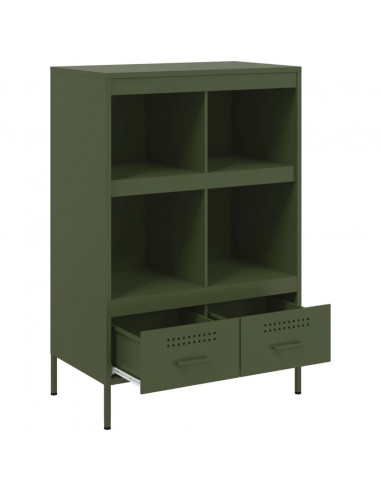 Credenza Verde Oliva 68x39x101,5 cm Acciaio Laminato a Freddo