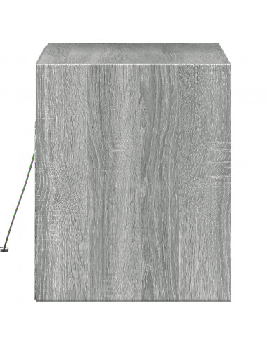 Mobile TV a Parete con Luci LED Grigio Sonoma 80x31x35 cm