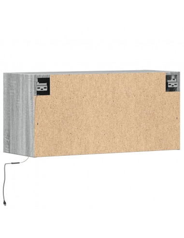 Mobile TV a Parete con Luci LED Grigio Sonoma 80x31x35 cm