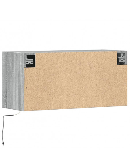 Mobile TV a Parete con Luci LED Grigio Sonoma 80x31x35 cm