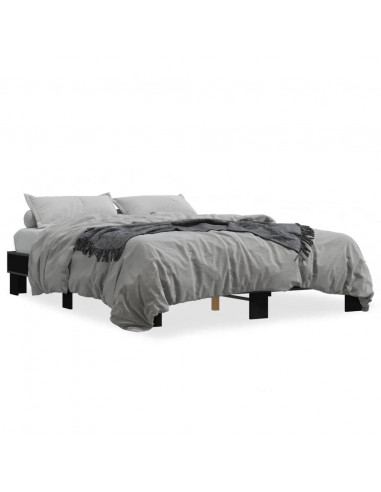 Giroletto Nero 150x200 cm in Legno Multistrato e Metallo