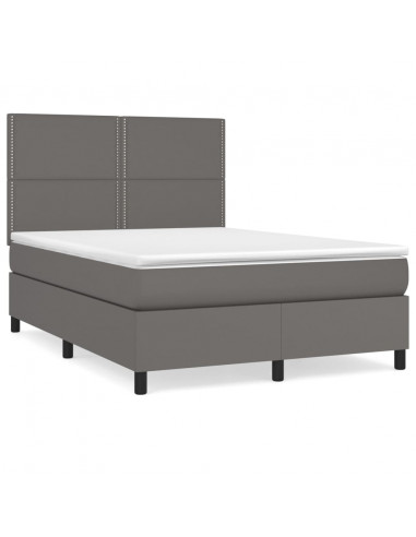 Giroletto a Molle con Materasso Grigio 140x200 cm in Similpelle