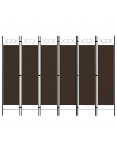 Paravento a 6 Pannelli Marrone 240x180 cm 2