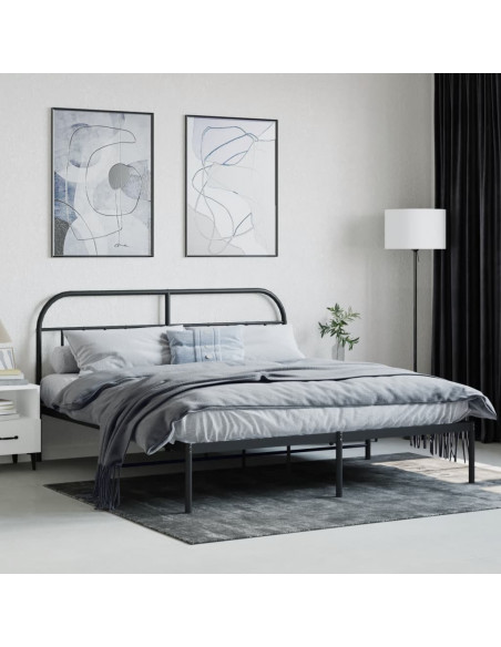 Giroletto con Testiera in Metallo Nero 160x200 cm