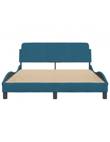 Giroletto con Testiera Blu 140x200 cm in Velluto