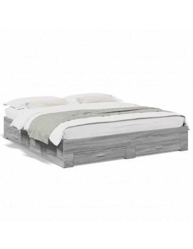 Giroletto Cassetti Grigio Sonoma 180x200 cm Legno Multistrato