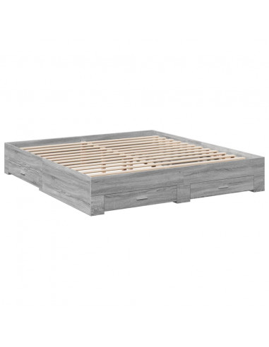 Giroletto Cassetti Grigio Sonoma 180x200 cm Legno Multistrato