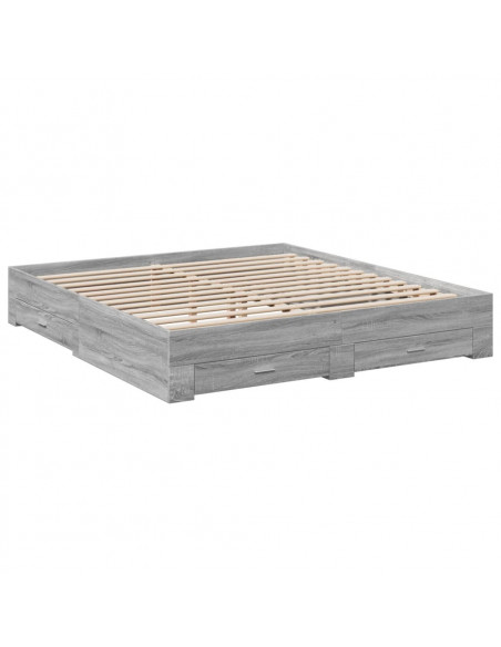 Giroletto Cassetti Grigio Sonoma 180x200 cm Legno Multistrato