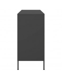 Credenza Nera 100,5x39x79 cm in Acciaio Laminato a Freddo 2