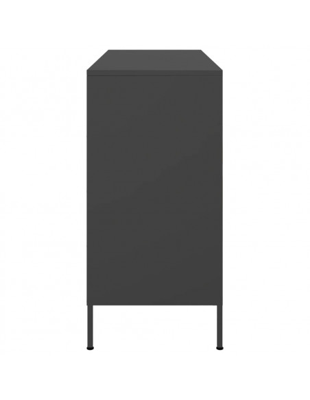 Credenza Nera 100,5x39x79 cm in Acciaio Laminato a Freddo