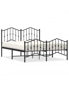 Giroletto con Testiera e Pediera Metallo Nero 135x190 cm 2