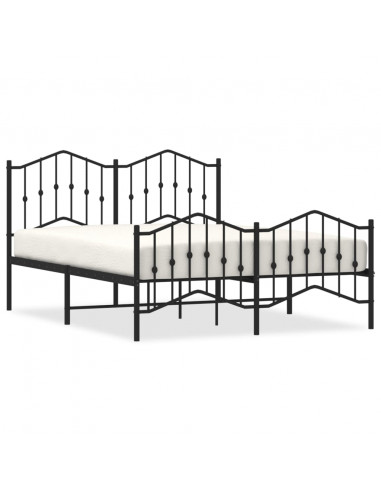 Giroletto con Testiera e Pediera Metallo Nero 135x190 cm
