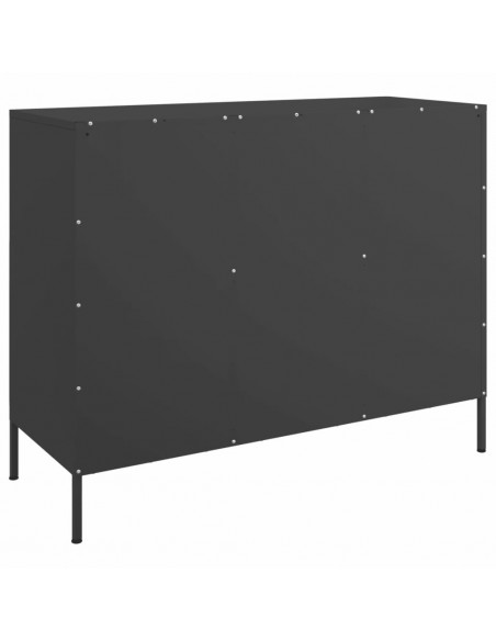 Credenza Nera 100,5x39x79 cm in Acciaio Laminato a Freddo