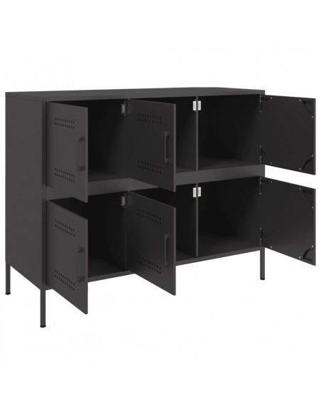 Credenza Nera 100,5x39x79 cm in Acciaio Laminato a Freddo