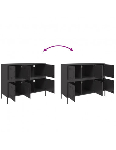 Credenza Nera 100,5x39x79 cm in Acciaio Laminato a Freddo