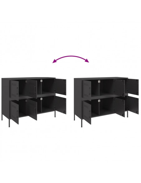 Credenza Nera 100,5x39x79 cm in Acciaio Laminato a Freddo