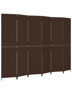 Divisorio per Ambienti a 6 Pannelli Marrone in Polyrattan 2