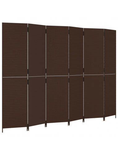 Divisorio per Ambienti a 6 Pannelli Marrone in Polyrattan