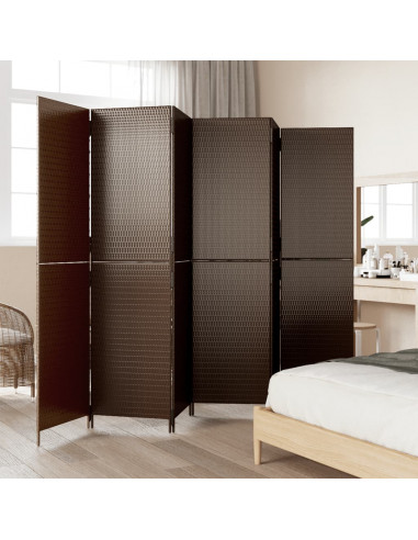 Divisorio per Ambienti a 6 Pannelli Marrone in Polyrattan