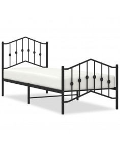 Giroletto con Testiera e Pediera Metallo Nero 80x200 cm 2