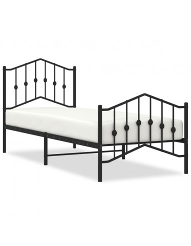 Giroletto con Testiera e Pediera Metallo Nero 80x200 cm