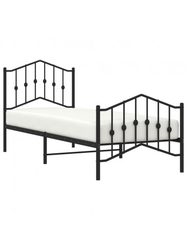 Giroletto con Testiera e Pediera Metallo Nero 80x200 cm