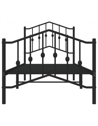 Giroletto con Testiera e Pediera Metallo Nero 80x200 cm